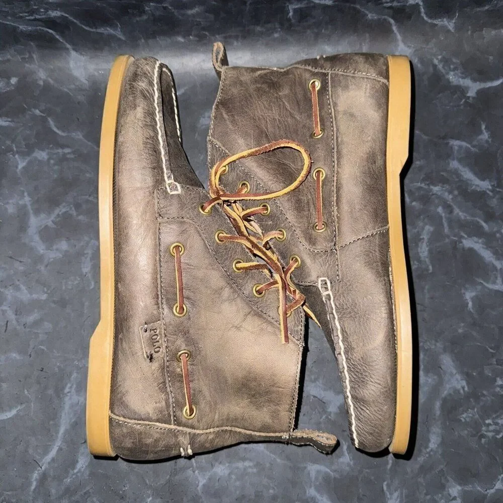 Polo by Ralph Lauren Mens Barrott Bo Brown Distressed Leather Chukka Boots 10.5D